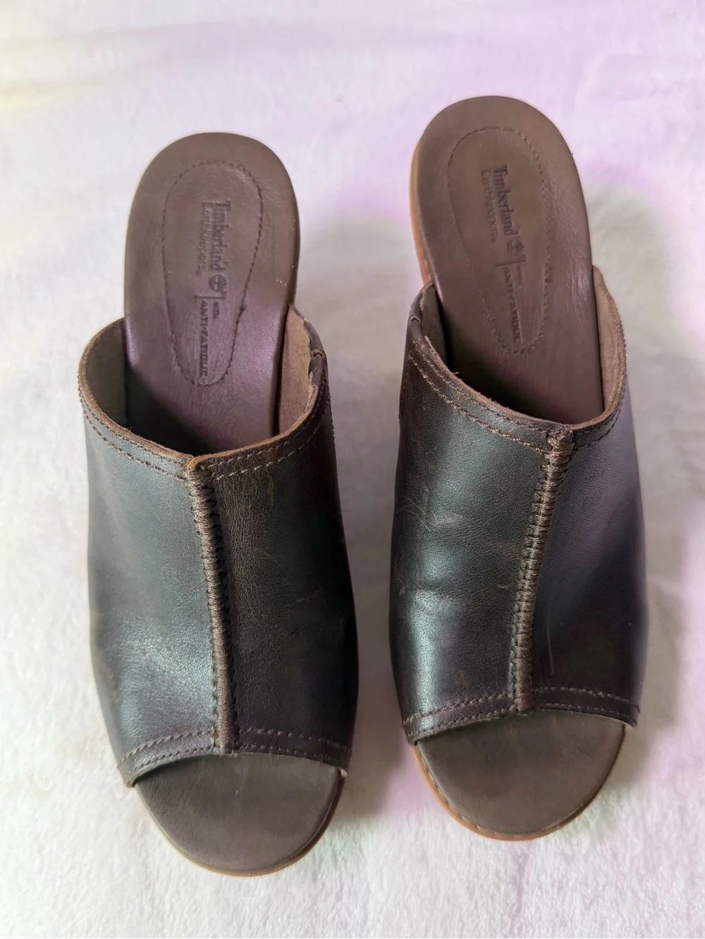 Women’s Black Leather Wedge Slide Sandals